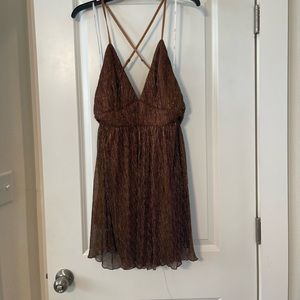 Lulus Gold Shimmer Mini Dress- Size Medium